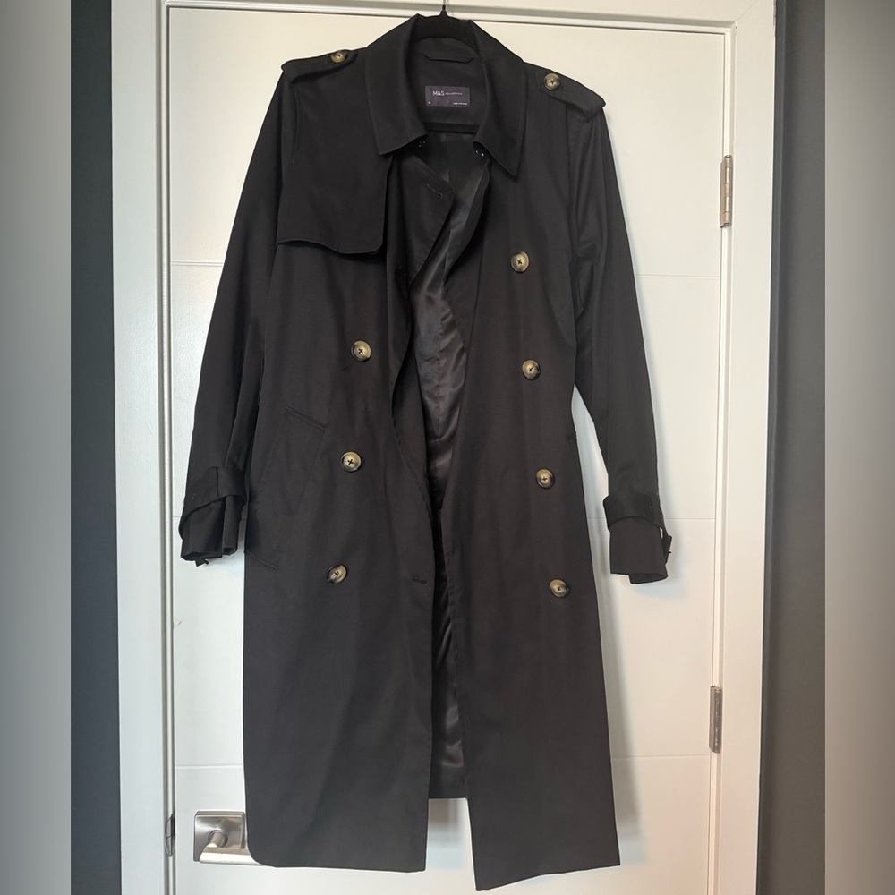 Marks and Spencer Double Breasted Cotton Rich Belted Trench Coat US 12 / UK 16